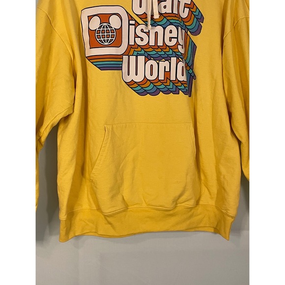 Disney World Yellow Hoodie Sweatshirt Vintage Retro Graphic Print Adult XL - Picture 3 of 6